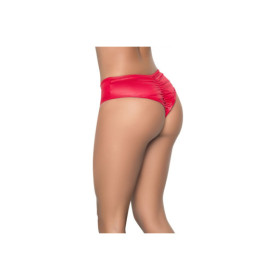 String bande large en wetlook rouge, taille haute, tissu fronçé à l'arrière 